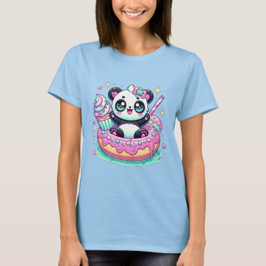 Kawaii Panda Donut Niedlich Pastel Dessert Ästheti T-Shirt (Vorderseite)