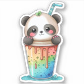 Kawaii Panda Drink Aufkleber (Vorderseite)