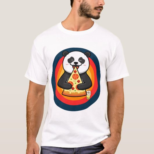 Kawaii Panda Eating Pizza Boba Tee (Vorderseite)