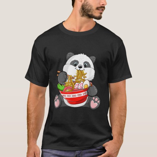 Kawaii Panda Eating Ra Noodles Otaku Anime Japanes T-Shirt (Vorderseite)