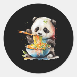Kawaii Panda Eating Ra Noodles Otaku Wassercolor Runder Aufkleber