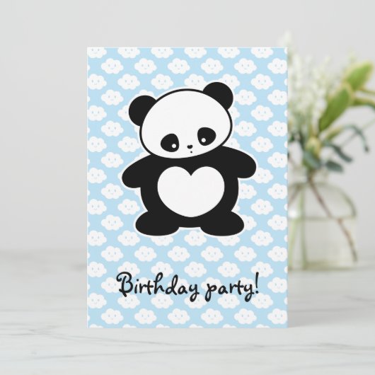 Kawaii Panda Einladung (Stehend Vorderseite)