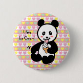 Kawaii Panda-Eiscreme-Cartoon Button (Vorderseite)