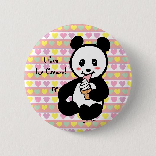 Kawaii Panda-Eiscreme-Cartoon Button (Vorderseite)