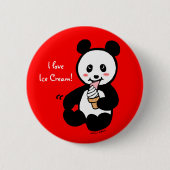 Kawaii Panda-Eiscreme-Cartoon Button (Vorderseite)