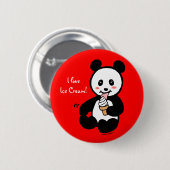 Kawaii Panda-Eiscreme-Cartoon Button (Vorne & Hinten)