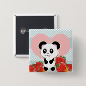 Kawaii Panda Erdbeeren niedlich Button (Vorne & Hinten)