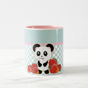Kawaii Panda Erdbeeren niedlich Zweifarbige Tasse