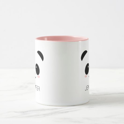 Kawaii Panda Gesicht personalisiert rosa Tasse (Zentrum)