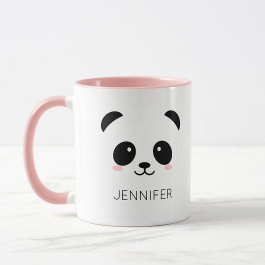 Kawaii Panda Gesicht personalisiert rosa Tasse (Links)
