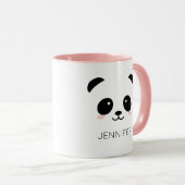 Kawaii Panda Gesicht personalisiert rosa Tasse (VorderseiteRechts)