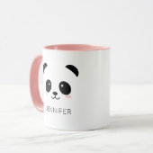 Kawaii Panda Gesicht personalisiert rosa Tasse (Vorderseite Links)