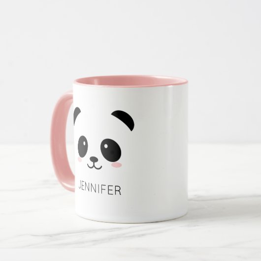 Kawaii Panda Gesicht personalisiert rosa Tasse (Vorderseite Links)