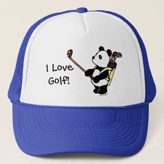 Kawaii Panda-Golfspieler Truckerkappe (Vorderseite)