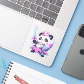 Kawaii Panda - Herz Heiliger Ritter Aufkleber (Laptop mit iPhone)