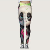 Kawaii Panda Holding Herz in einem Bambuswald Leggings (Vorderseite)