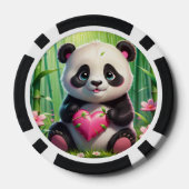 Kawaii Panda Holding Herz in einem Bambuswald Pokerchips (Rückseite)
