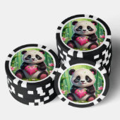 Kawaii Panda Holding Herz in einem Bambuswald Pokerchips (Stapel)