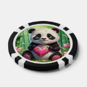 Kawaii Panda Holding Herz in einem Bambuswald Pokerchips (Einzeln)