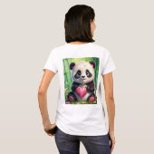 Kawaii Panda Holding Herz in einem Bambuswald T-Shirt (Schwarz voll)