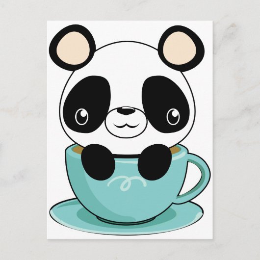 Kawaii Panda in einem Teacup Postkarte (Vorderseite)