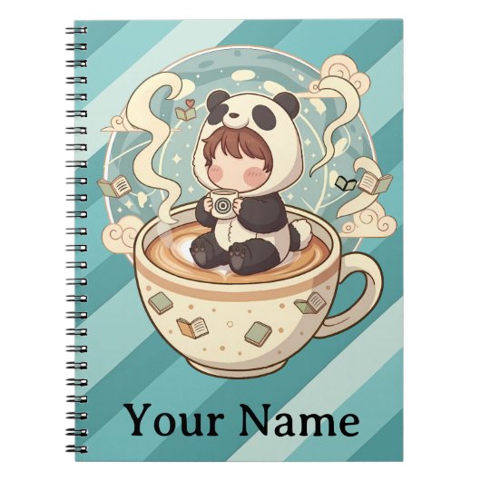 Kawaii Panda Kaffee-Studien-Spiralblock Notizblock (Vorderseite)