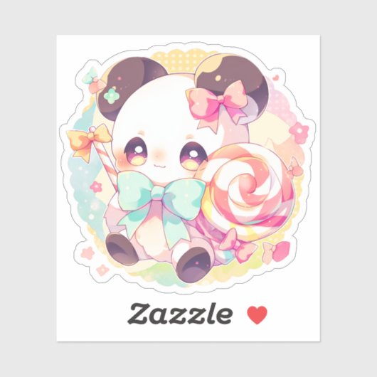 Kawaii Panda Lieben Lollipop Aufkleber (Blatt)
