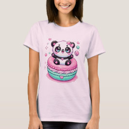 Kawaii Panda Macaron Graphic T - Shirt Niedlich Pa