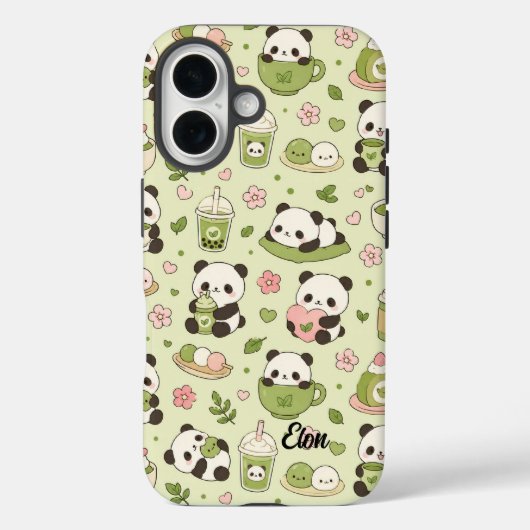 Kawaii Panda Matcha Pattern Phone Case (Rückseite)