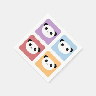 Kawaii Panda-mehrfarbiger Pop quadriert Muster Serviette