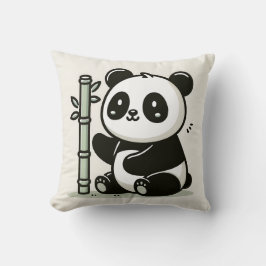 Kawaii Panda mit Bamboo-Illustration Kissen