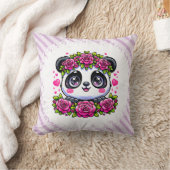 Kawaii Panda mit Herz und Rose Kissen (Decke)
