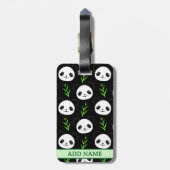 Kawaii Panda Muster Bamboo in Schwarz-weiß grün Gepäckanhänger (Rückseite vertikal)