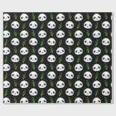 Kawaii Panda Muster Bamboo in Schwarz-weiß grün Geschenkpapier (Flach)