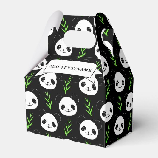 Kawaii Panda Muster Bamboo in Schwarz-weiß grün Geschenkschachtel (Rückseite)