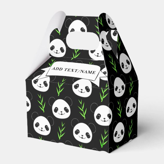 Kawaii Panda Muster Bamboo in Schwarz-weiß grün Geschenkschachtel (Vorderseite)