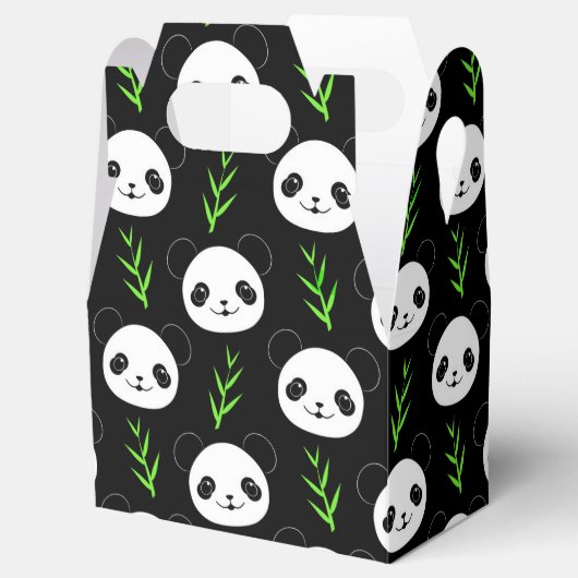 Kawaii Panda Muster Bamboo in Schwarz-weiß grün Geschenkschachtel (Geöffnet)