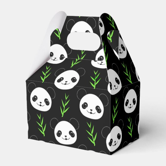 Kawaii Panda Muster Bamboo in Schwarz-weiß grün Geschenkschachtel (Vorderseite)
