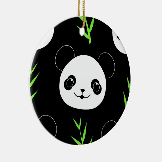 Kawaii Panda Muster Bamboo in Schwarz-weiß grün Keramik Ornament (Rechts)