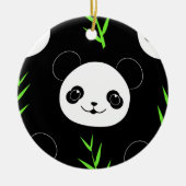Kawaii Panda Muster Bamboo in Schwarz-weiß grün Keramik Ornament (Vorne)