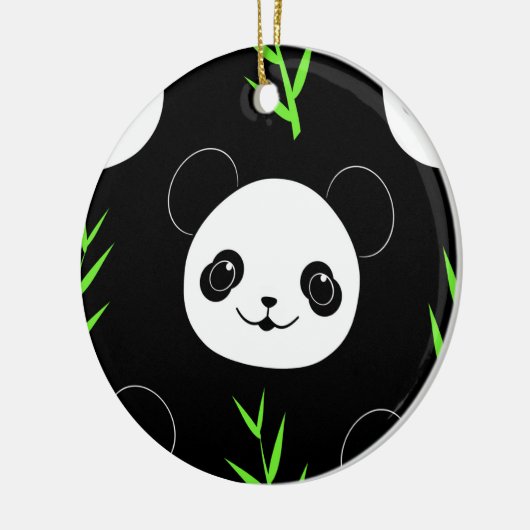 Kawaii Panda Muster Bamboo in Schwarz-weiß grün Keramik Ornament (Links)