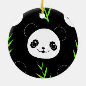 Kawaii Panda Muster Bamboo in Schwarz-weiß grün Keramik Ornament (Hinten)