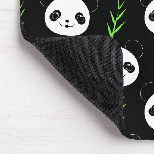 Kawaii Panda Muster Bamboo in Schwarz-weiß grün Mousepad (Ecke)