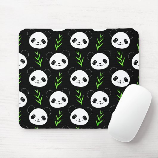 Kawaii Panda Muster Bamboo in Schwarz-weiß grün Mousepad (Mit Mouse)