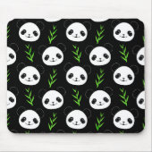 Kawaii Panda Muster Bamboo in Schwarz-weiß grün Mousepad (Vorne)