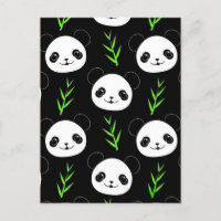Kawaii Panda Muster Bamboo in Schwarz-weiß grün