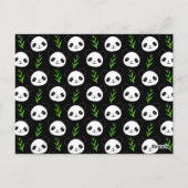 Kawaii Panda Muster Bamboo in Schwarz-weiß grün Postkarte (Rückseite)