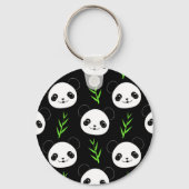 Kawaii Panda Muster Bamboo in Schwarz-weiß grün Schlüsselanhänger (Vorderseite)