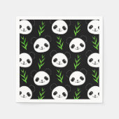 Kawaii Panda Muster Bamboo in Schwarz-weiß grün Serviette (Vorderseite)