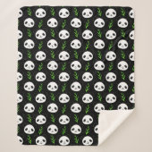 Kawaii Panda Muster Bamboo in Schwarz-weiß grün Sherpadecke (Vorderseite)